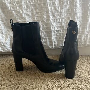 Ralph Lauren Black Leather Ankle Boots